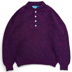 Vintage Timber Trail Dark Red Maroon Knit Sweater Henley Cottagecore L Cabin